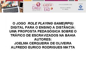 O JOGO ROLE PLAYING GAMERPG DIGITAL PARA O