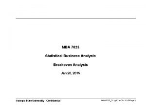 Statistical business analysis