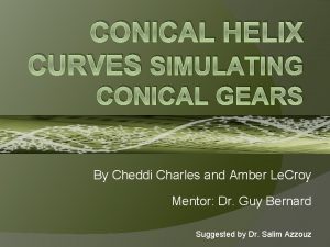 CONICAL HELIX CURVES SIMULATING CONICAL GEARS By Cheddi
