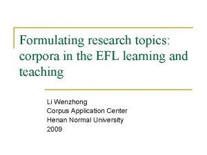 Formulating research topics corpora in the EFL learning