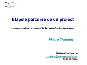 Etapele parcurse de un proiect prezentare demo a