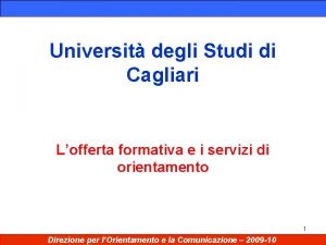 Universit degli Studi di Cagliari Lofferta formativa e