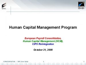 Human Capital Management Program European Payroll Consolidation Human