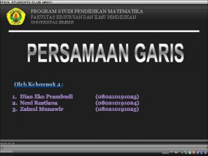 PROGRAM STUDI PENDIDIKAN MATEMATIKA FAKULTAS KEGURUAN DAN ILMU