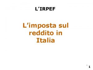 LIRPEF Limposta sul reddito in Italia 1 1