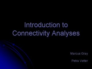 Introduction to Connectivity Analyses Marcus Gray Petra Vetter