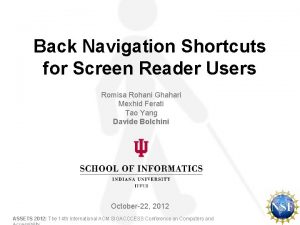 Back Navigation Shortcuts for Screen Reader Users Romisa