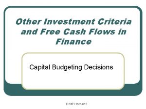 Incremental cash flows