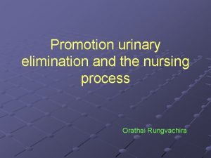 Promotion urinary elimination and the nursing process Orathai