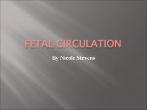 FETAL CIRCULATION By Nicole Stevens FETAL CIRCULATION Human FETAL CIRCULATION By Nicole Stevens FETAL CIRCULATION Human