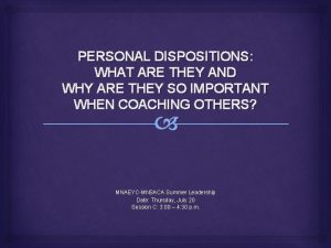 Personal dispositions