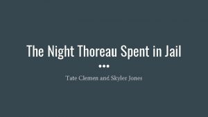 The night thoreau spent in jail summary