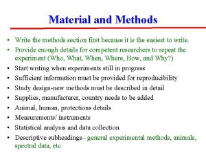 How to write a materials and methods section