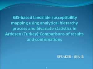 GISbased landslide susceptibility mapping using analytical hierarchy process