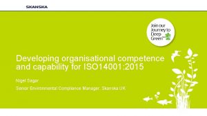 Developing organisational competence and capability for ISO 14001