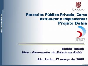 Parcerias PblicoPrivada Como Estruturar e Implementar Projeto Bahia
