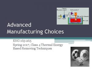 Advanced Manufacturing Choices ENG 165 265 Spring 2017