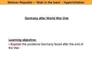 What economic problems did germany face after ww1