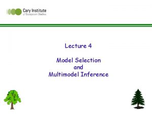 Lecture 4 Model Selection and Multimodel Inference Topics