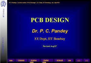 IIT Bombay PC Pandey Lecture notes PCB Design