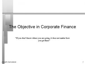 Objective of corporate finance
