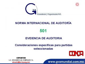 NORMA INTERNACIONAL DE AUDITORA 501 EVIDENCIA DE AUDITORIA