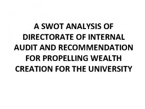 Swot analysis for internal audit department