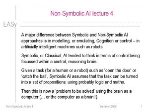 Symbolic and non symbolic ai