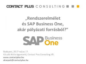 Rendszerelmlet s SAP Business One akr plyzati forrsbl