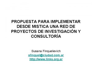 PROPUESTA PARA IMPLEMENTAR DESDE MISTICA UNA RED DE