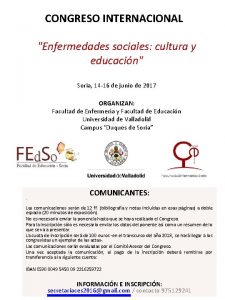 CONGRESO INTERNACIONAL Enfermedades sociales cultura y educacin Soria