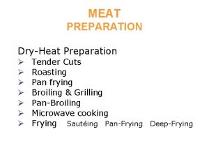 MEAT PREPARATION DryHeat Preparation Tender Cuts Roasting Pan
