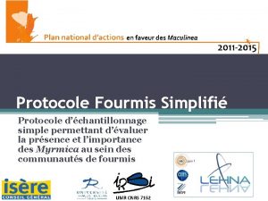 1 Protocole Fourmis Simplifi Protocole dchantillonnage simple permettant