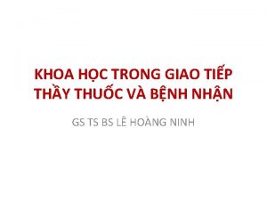 KHOA HC TRONG GIAO TIP THY THUC V