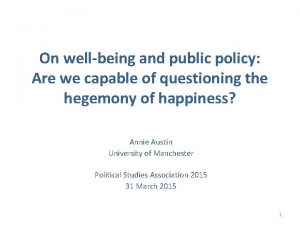 On wellbeing and public policy Are we capable