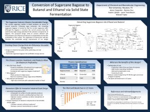 Conversion of Sugarcane Bagasse to Butanol and Ethanol