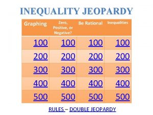 INEQUALITY JEOPARDY Graphing 100 200 300 400 500
