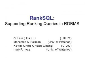 Rdbms ranking