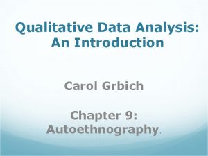 Qualitative Data Analysis An Introduction Carol Grbich Chapter