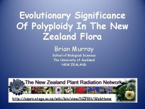 Evolutionary Significance Of Polyploidy In The New Zealand