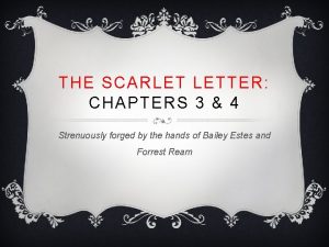 THE SCARLET LETTER CHAPTERS 3 4 Strenuously forged