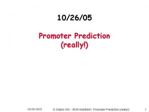 102605 Promoter Prediction really 10282020 D Dobbs ISU