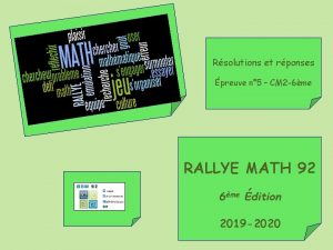 Rsolutions et rponses preuve n 5 CM 2