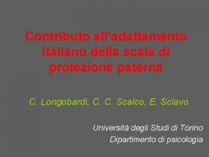 Contributo alladattamento italiano della scala di protezione paterna