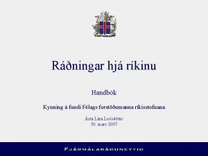 Rningar hj rkinu Handbk Kynning fundi Flags forstumanna