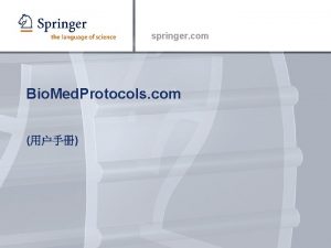 springer com Bio Med Protocols com Bio Med