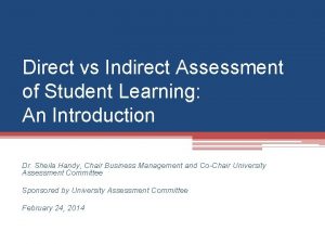 Direct vs indirect assessment