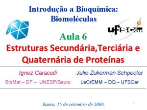 Introduo a Bioqumica Biomolculas Aula 6 Estruturas Secundria