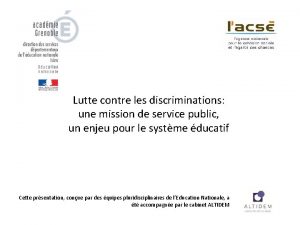 Lutte contre les discriminations une mission de service