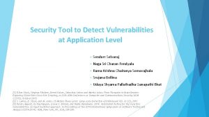 Security Tool to Detect Vulnerabilities at Application Level